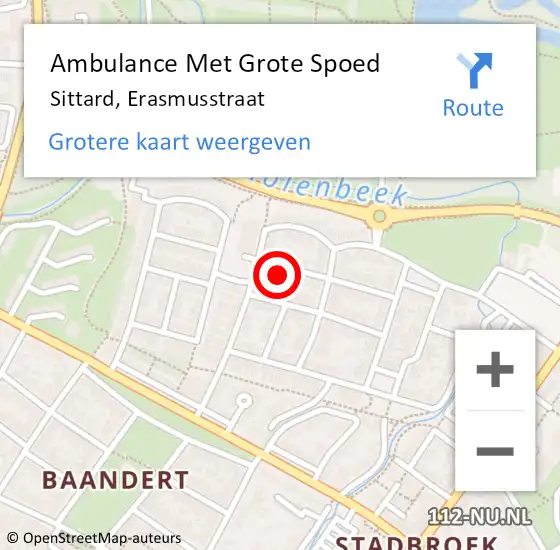 Locatie op kaart van de 112 melding: Ambulance Met Grote Spoed Naar Sittard, Erasmusstraat op 5 januari 2015 11:39