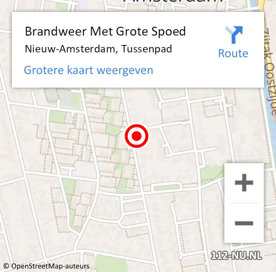 Locatie op kaart van de 112 melding: Brandweer Met Grote Spoed Naar Nieuw-Amsterdam, Tussenpad op 5 januari 2015 12:01