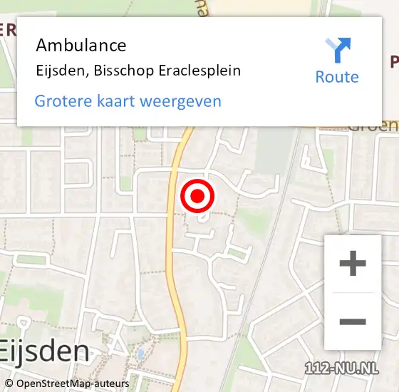 Locatie op kaart van de 112 melding: Ambulance Eijsden, Bisschop Eraclesplein op 5 januari 2015 12:03