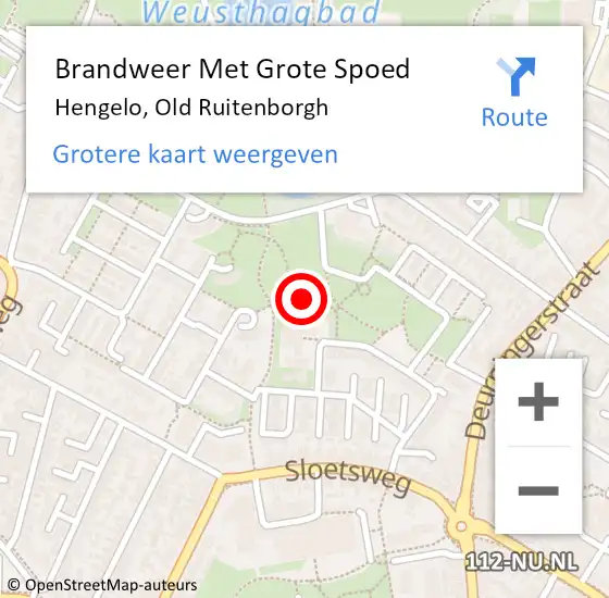 Locatie op kaart van de 112 melding: Brandweer Met Grote Spoed Naar Hengelo, Old Ruitenborgh op 5 januari 2015 12:13