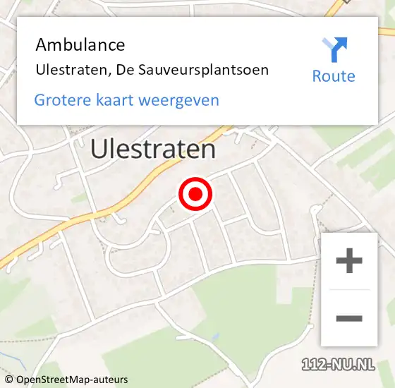 Locatie op kaart van de 112 melding: Ambulance Ulestraten, De Sauveursplantsoen op 5 januari 2015 12:48