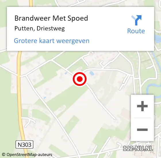 Locatie op kaart van de 112 melding: Brandweer Met Spoed Naar Putten, Driestweg op 5 januari 2015 12:49