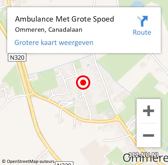 Locatie op kaart van de 112 melding: Ambulance Met Grote Spoed Naar Ommeren, Canadalaan op 26 oktober 2013 17:38