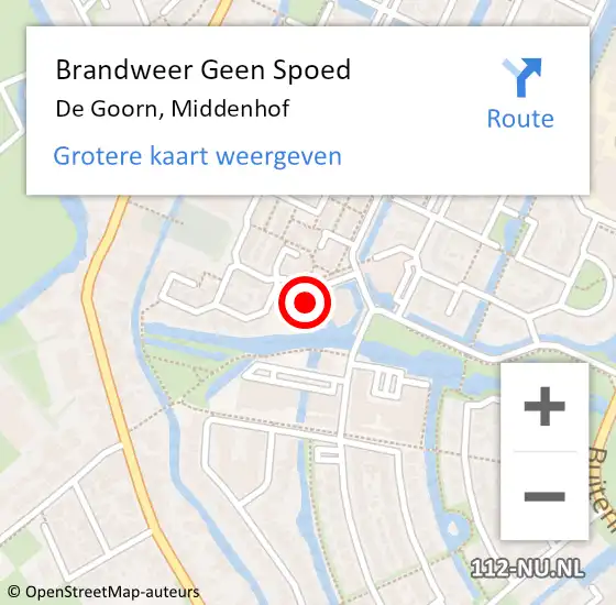 Locatie op kaart van de 112 melding: Brandweer Geen Spoed Naar De Goorn, Middenhof op 5 januari 2015 13:15