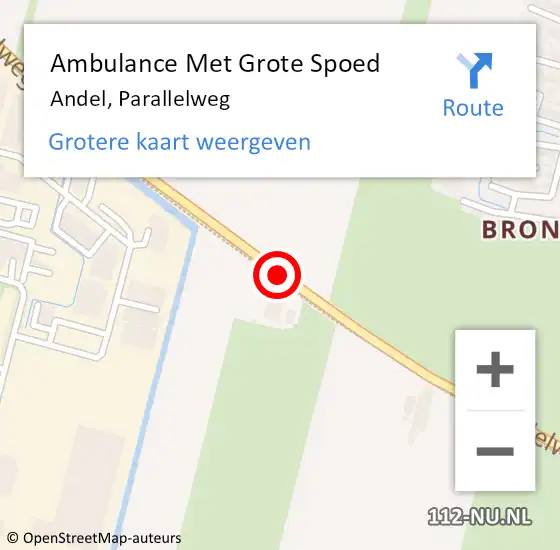 Locatie op kaart van de 112 melding: Ambulance Met Grote Spoed Naar Andel, Parallelweg op 5 januari 2015 13:27