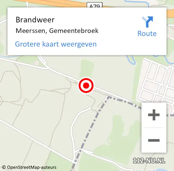 Locatie op kaart van de 112 melding: Brandweer Meerssen, Gemeentebroek op 5 januari 2015 13:52