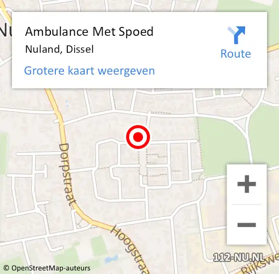 Locatie op kaart van de 112 melding: Ambulance Met Spoed Naar Nuland, Dissel op 5 januari 2015 14:24