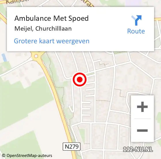 Locatie op kaart van de 112 melding: Ambulance Met Spoed Naar Meijel, Churchilllaan op 5 januari 2015 14:43