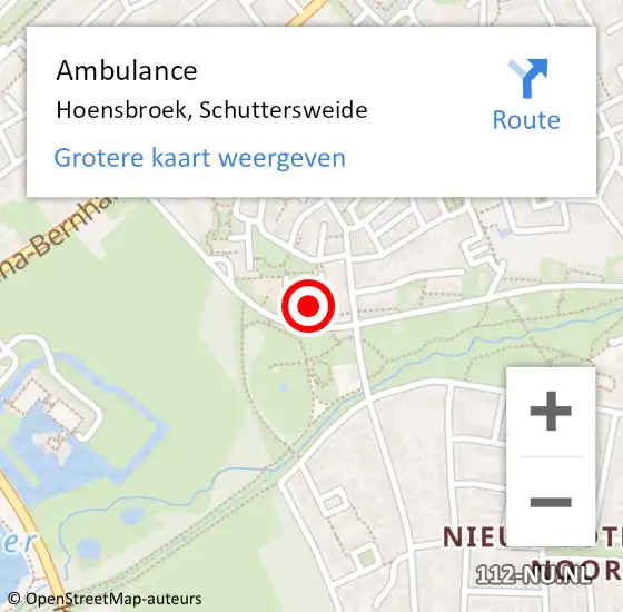 Locatie op kaart van de 112 melding: Ambulance Hoensbroek, Schuttersweide op 5 januari 2015 14:58