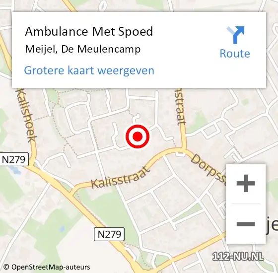 Locatie op kaart van de 112 melding: Ambulance Met Spoed Naar Meijel, De Meulencamp op 5 januari 2015 15:09