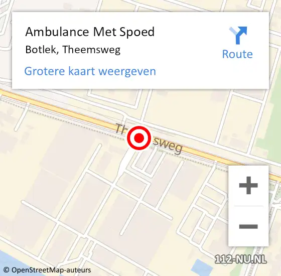 Locatie op kaart van de 112 melding: Ambulance Met Spoed Naar Botlek, Theemsweg op 5 januari 2015 15:10