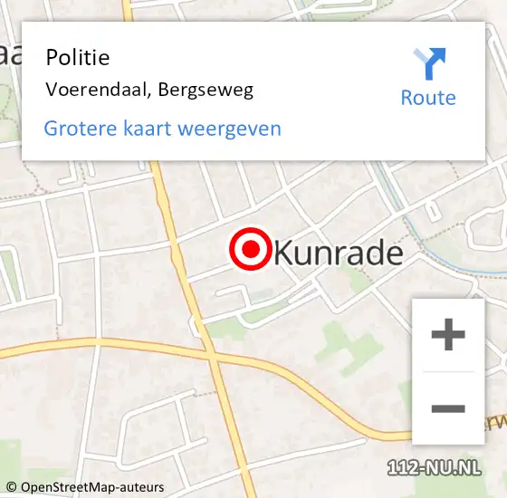 Locatie op kaart van de 112 melding: Politie Voerendaal, Bergseweg op 5 januari 2015 15:11