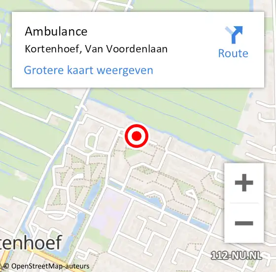 Locatie op kaart van de 112 melding: Ambulance Kortenhoef, Van Voordenlaan op 5 januari 2015 15:28