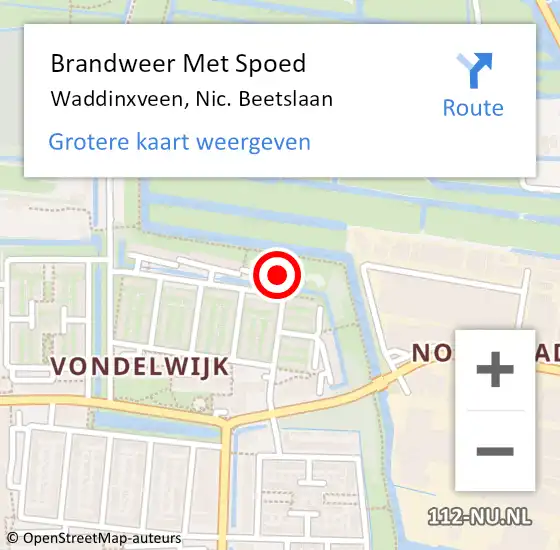 Locatie op kaart van de 112 melding: Brandweer Met Spoed Naar Waddinxveen, Nic. Beetslaan op 5 januari 2015 15:35