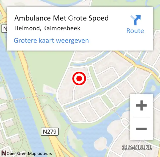 Locatie op kaart van de 112 melding: Ambulance Met Grote Spoed Naar Helmond, Kalmoesbeek op 5 januari 2015 15:53