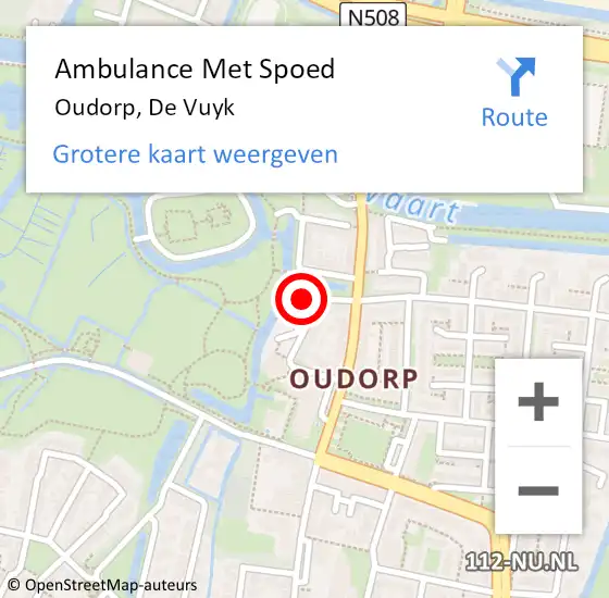 Locatie op kaart van de 112 melding: Ambulance Met Spoed Naar Oudorp, De Vuyk op 5 januari 2015 16:24