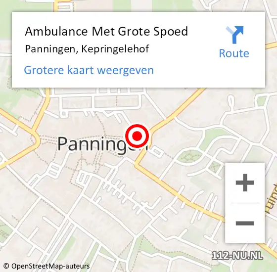 Locatie op kaart van de 112 melding: Ambulance Met Grote Spoed Naar Panningen, Kepringelehof op 5 januari 2015 16:53
