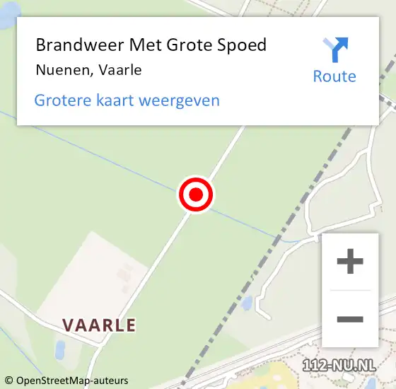 Locatie op kaart van de 112 melding: Brandweer Met Grote Spoed Naar Nuenen, Vaarle op 5 januari 2015 18:08