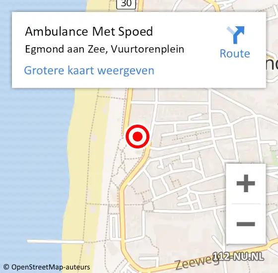 Locatie op kaart van de 112 melding: Ambulance Met Spoed Naar Egmond aan Zee, Vuurtorenplein op 5 januari 2015 18:09