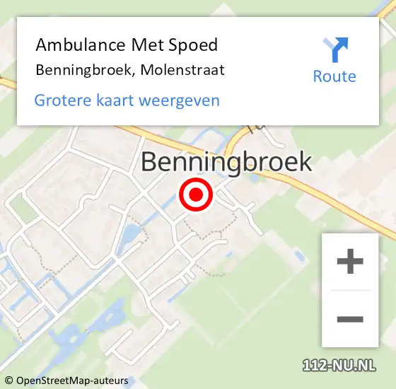 Locatie op kaart van de 112 melding: Ambulance Met Spoed Naar Benningbroek, Molenstraat op 5 januari 2015 18:34