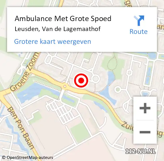 Locatie op kaart van de 112 melding: Ambulance Met Grote Spoed Naar Leusden, Van de Lagemaathof op 5 januari 2015 18:56