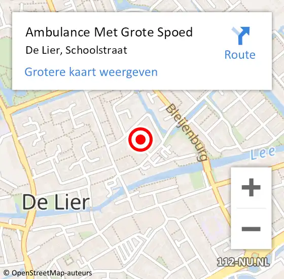 Locatie op kaart van de 112 melding: Ambulance Met Grote Spoed Naar De Lier, Schoolstraat op 5 januari 2015 19:08