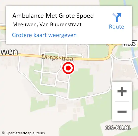 Locatie op kaart van de 112 melding: Ambulance Met Grote Spoed Naar Meeuwen, Van Buurenstraat op 5 januari 2015 19:09