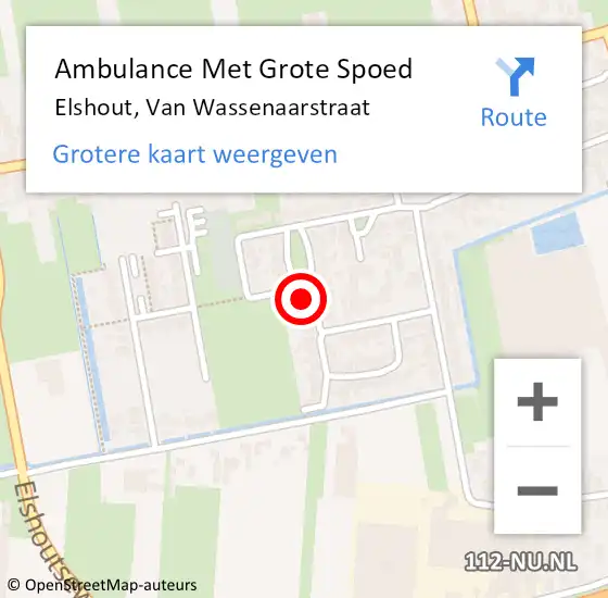 Locatie op kaart van de 112 melding: Ambulance Met Grote Spoed Naar Elshout, Van Wassenaarstraat op 5 januari 2015 19:19