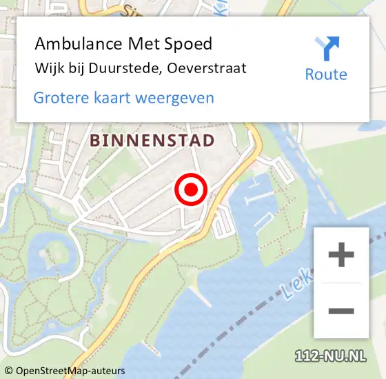 Locatie op kaart van de 112 melding: Ambulance Met Spoed Naar Wijk bij Duurstede, Oeverstraat op 5 januari 2015 20:52