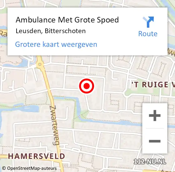 Locatie op kaart van de 112 melding: Ambulance Met Grote Spoed Naar Leusden, Bitterschoten op 5 januari 2015 21:03