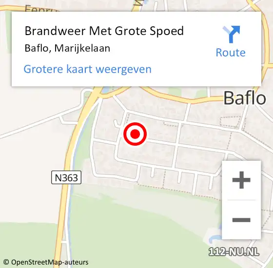 Locatie op kaart van de 112 melding: Brandweer Met Grote Spoed Naar Baflo, Marijkelaan op 26 oktober 2013 18:36