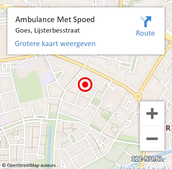 Locatie op kaart van de 112 melding: Ambulance Met Spoed Naar Goes, Lijsterbesstraat op 5 januari 2015 22:19