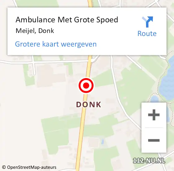 Locatie op kaart van de 112 melding: Ambulance Met Grote Spoed Naar Meijel, Donk op 5 januari 2015 22:44