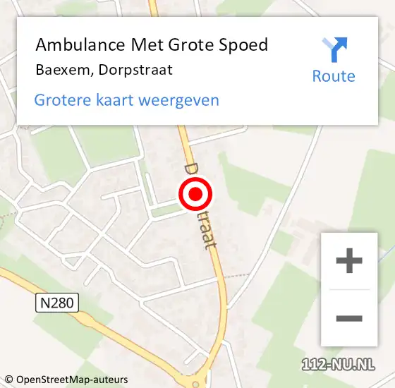 Locatie op kaart van de 112 melding: Ambulance Met Grote Spoed Naar Baexem, Dorpstraat op 5 januari 2015 22:53