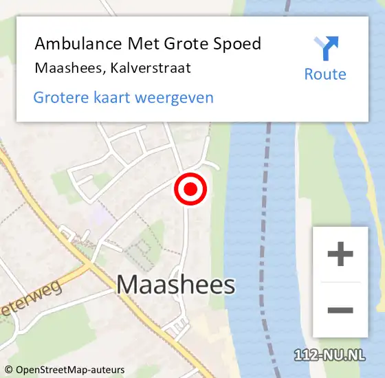 Locatie op kaart van de 112 melding: Ambulance Met Grote Spoed Naar Maashees, Kalverstraat op 5 januari 2015 23:01