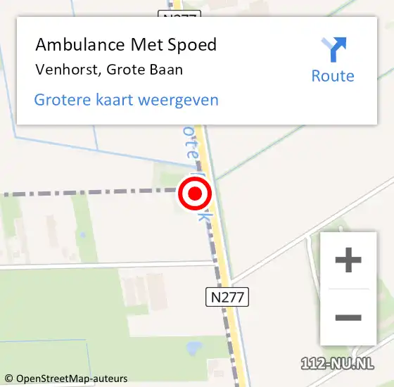 Locatie op kaart van de 112 melding: Ambulance Met Spoed Naar Venhorst, Grote Baan op 6 januari 2015 00:15