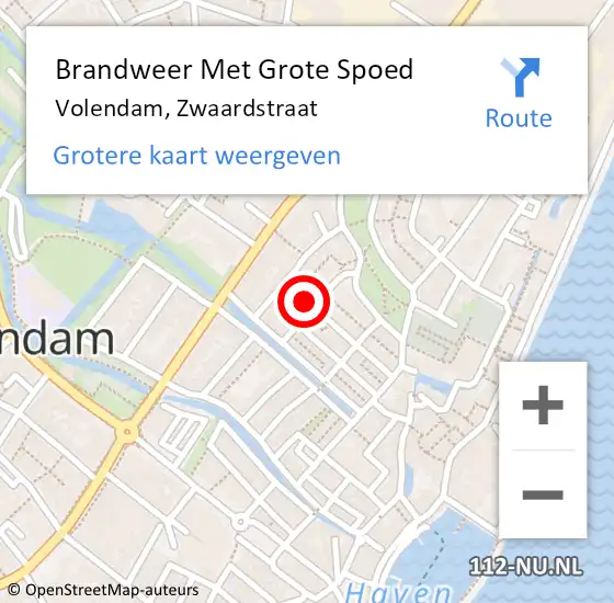 Locatie op kaart van de 112 melding: Brandweer Met Grote Spoed Naar Volendam, Zwaardstraat op 6 januari 2015 00:27