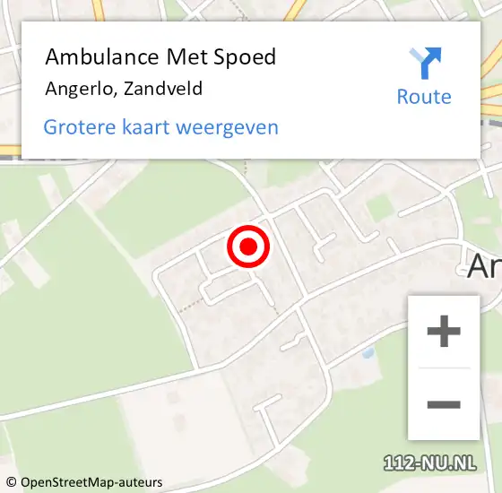 Locatie op kaart van de 112 melding: Ambulance Met Spoed Naar Angerlo, Zandveld op 26 oktober 2013 18:57