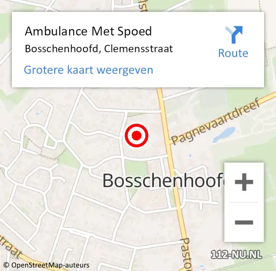 Locatie op kaart van de 112 melding: Ambulance Met Spoed Naar Bosschenhoofd, Clemensstraat op 6 januari 2015 01:03