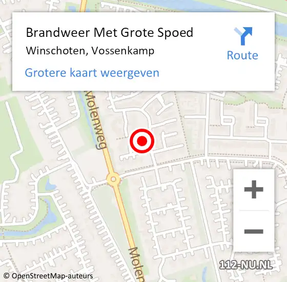 Locatie op kaart van de 112 melding: Brandweer Met Grote Spoed Naar Winschoten, Vossenkamp op 6 januari 2015 02:13