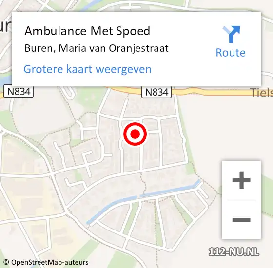 Locatie op kaart van de 112 melding: Ambulance Met Spoed Naar Buren, Maria van Oranjestraat op 6 januari 2015 02:47