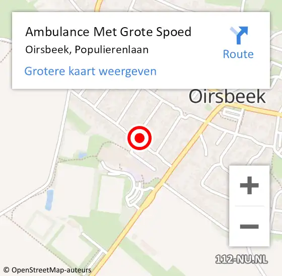 Locatie op kaart van de 112 melding: Ambulance Met Grote Spoed Naar Oirsbeek, Populierenlaan op 6 januari 2015 05:54