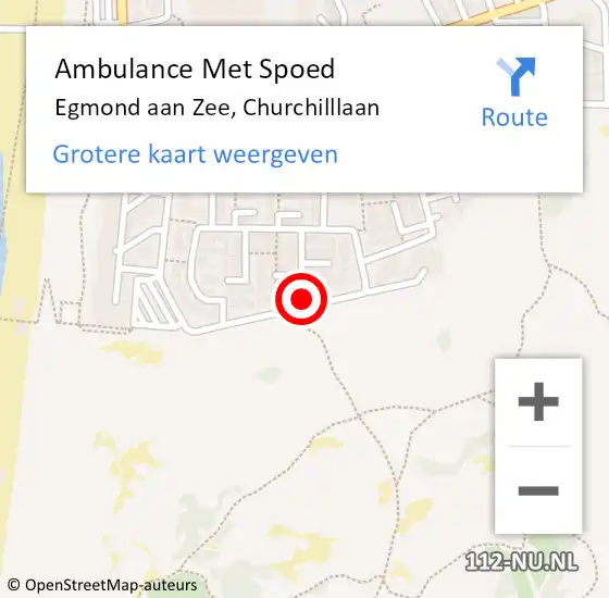 Locatie op kaart van de 112 melding: Ambulance Met Spoed Naar Egmond aan Zee, Churchilllaan op 6 januari 2015 06:46