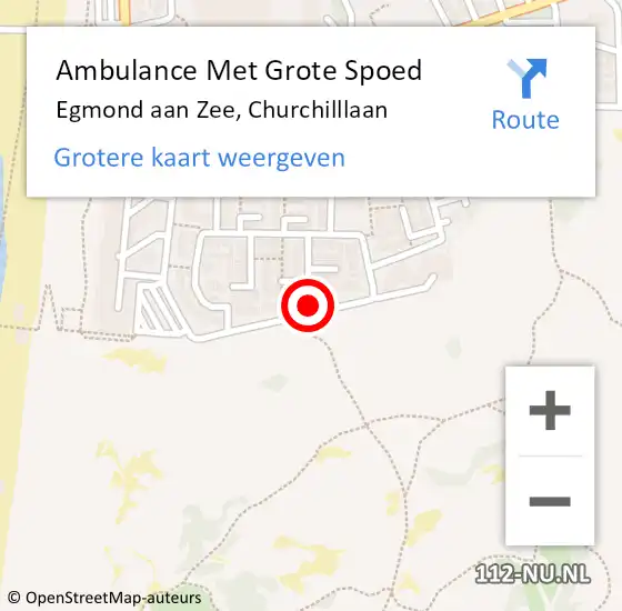 Locatie op kaart van de 112 melding: Ambulance Met Grote Spoed Naar Egmond aan Zee, Churchilllaan op 6 januari 2015 06:49