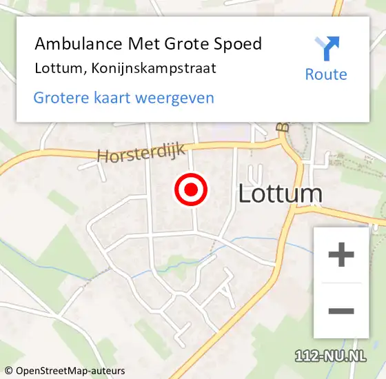 Locatie op kaart van de 112 melding: Ambulance Met Grote Spoed Naar Lottum, Konijnskampstraat op 6 januari 2015 07:38