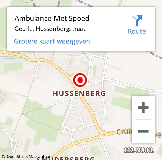 Locatie op kaart van de 112 melding: Ambulance Met Spoed Naar Geulle, Hussenbergstraat op 6 januari 2015 08:04