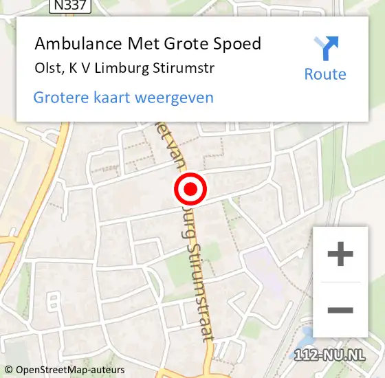 Locatie op kaart van de 112 melding: Ambulance Met Grote Spoed Naar Olst, K V Limburg Stirumstr op 6 januari 2015 08:30