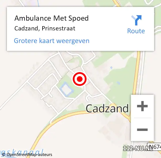 Locatie op kaart van de 112 melding: Ambulance Met Spoed Naar Cadzand, Prinsestraat op 6 januari 2015 08:44