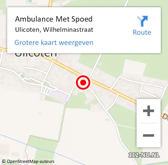 Locatie op kaart van de 112 melding: Ambulance Met Spoed Naar Ulicoten, Wilhelminastraat op 6 januari 2015 08:55