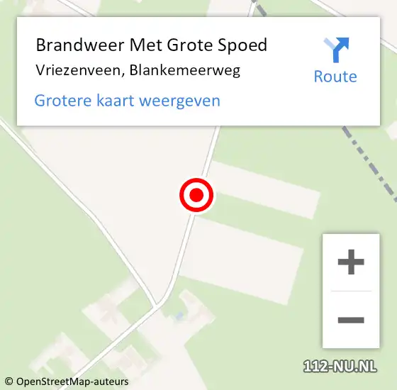 Locatie op kaart van de 112 melding: Brandweer Met Grote Spoed Naar Vriezenveen, Blankemeerweg op 26 oktober 2013 19:22